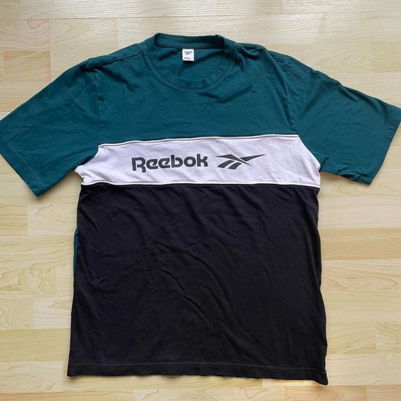 Vintage Reebok T-Shirt 90s Green and Black Large - Picture 1 of 4